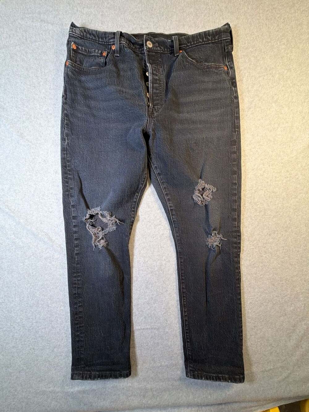 Levi's Premium 501 Skinny Jeans 34x28 Black Distressed